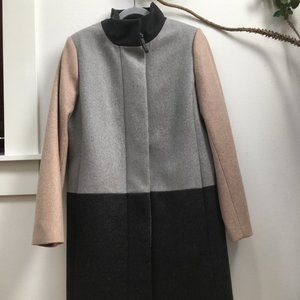 J. Crew Chic Color Block Funnelneck Coat - size 16